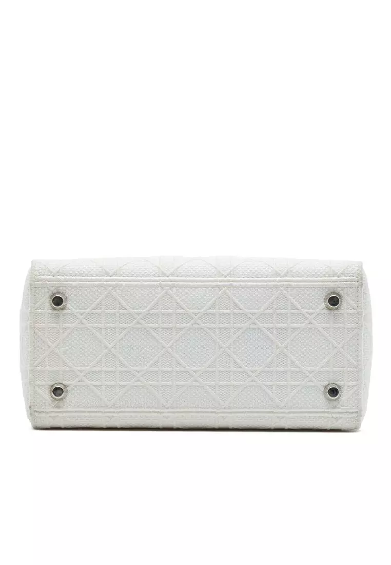 Pre-Loved Dior Medium Embroidered Canvas Cannage Lady D Lite
