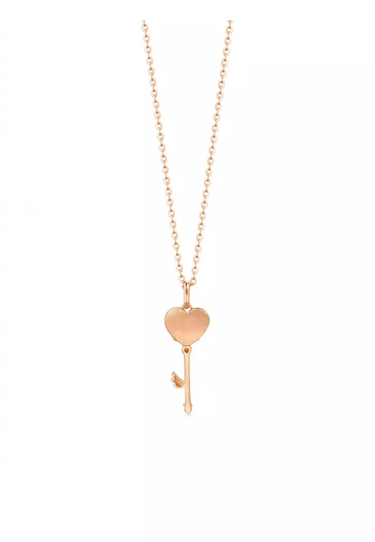 Delicate Gold 18K Rose Gold Romantic Hearted Key Pendants for Women 92776P (Necklace not included)