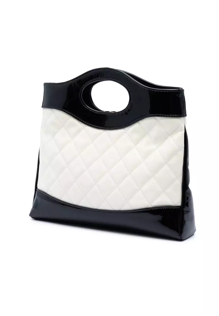 Pre-Loved Chanel Mini Bicolor Quilted Patent 31 Shopping Bag
