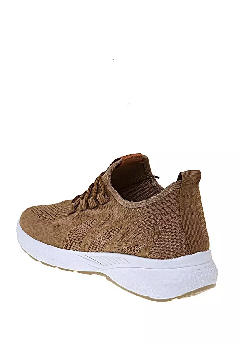 Chayton Sneakers Casual Sepatu Olahraga Polos Pria Material Flyknit Mesh - Brown