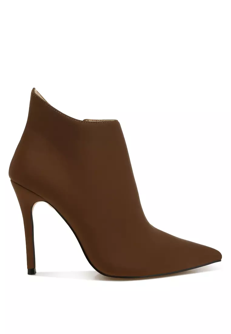 Discount on Rag & CO.  shoes - SKU: Pleather Concave Cut Ankle Boots in Brown