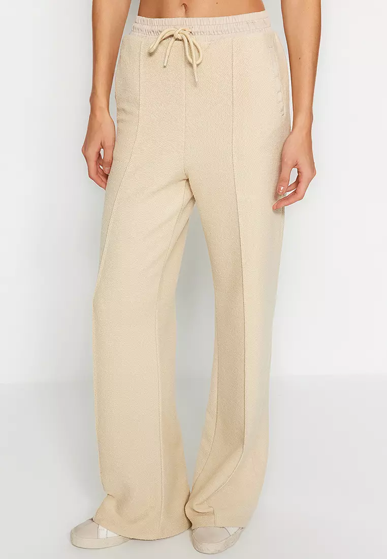 Beige Casual Sweatpants, Pants