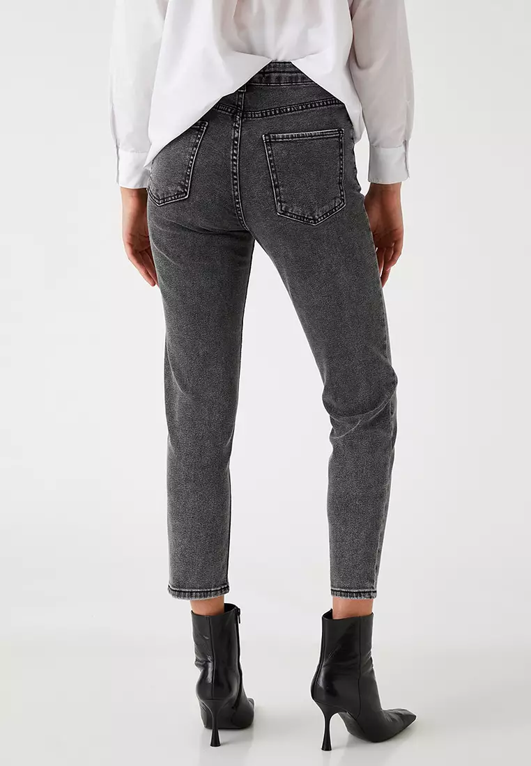 Trendyol Anthracite – Jeans Donna A Vita Alta, Modello Mom, Regular Fit, Gamba Dritta – 100% Cotone – Colore Antracite - 6