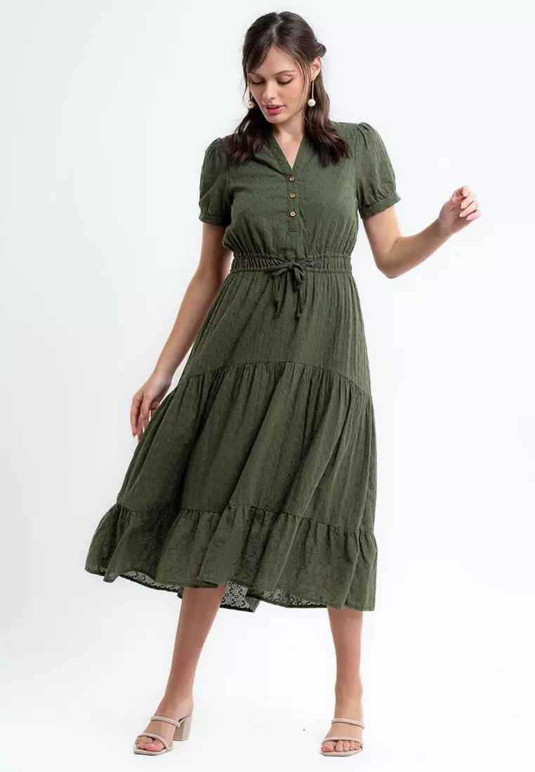 Paper dolls green top lace dress