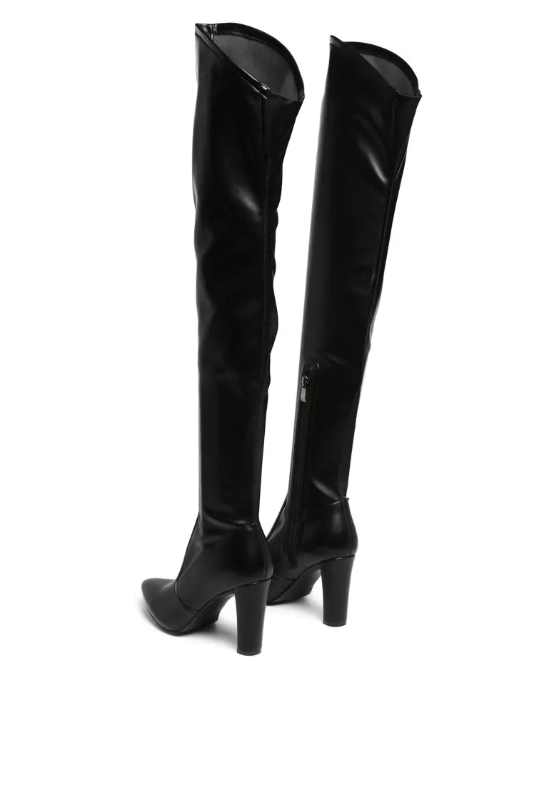 Buy London Rag Thigh High Long Boots in Stretch Patent PU 2024 Online ...