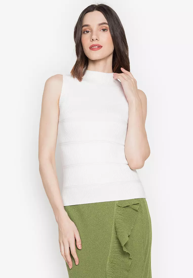 Buy Chase Fashion Ribbed With Horizontal Stripe Mock Neck