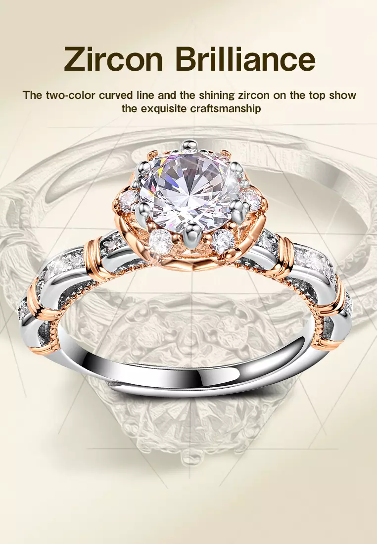 Cincin Wanita Korea Fashion Perhiasan Tunangan Dilapisi Platinum Anti Pudar Cincin Cewek