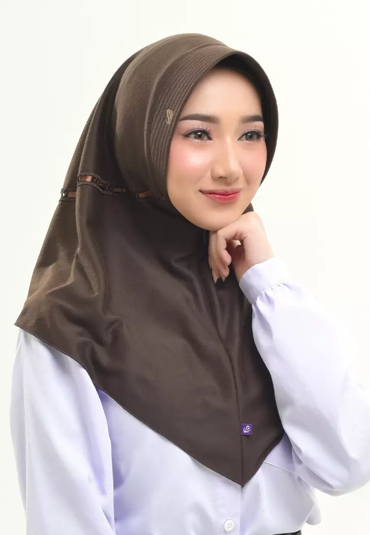 Rabbani - Kerudung Sekolah Instan Aero Exclusive Coklat Kopi XL