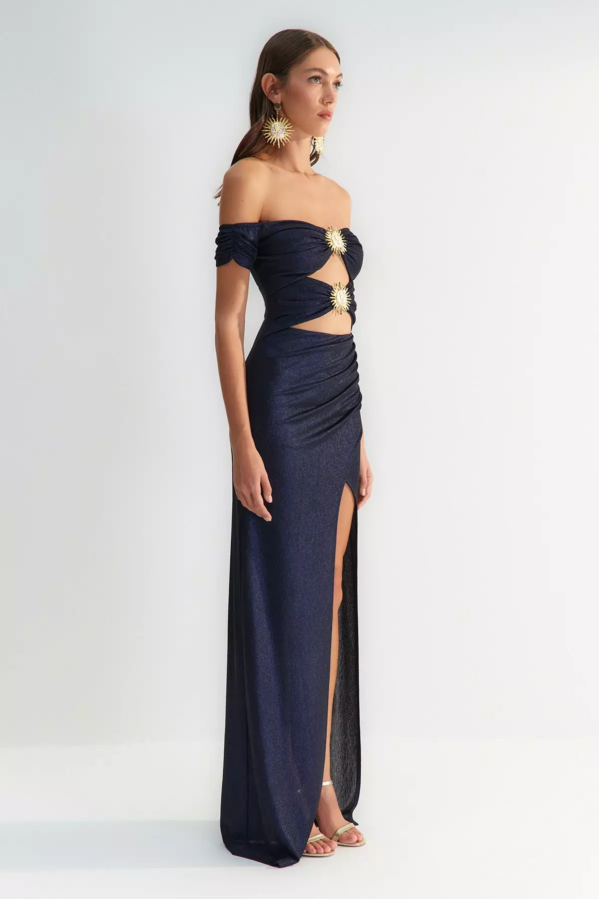 Navy Blue Dress With Accessory Detail