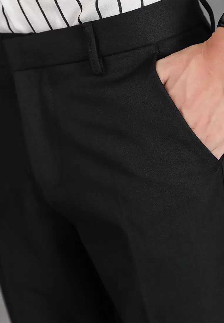 Enzy Basic Celana Formal Pria Ankle Pants - Hitam