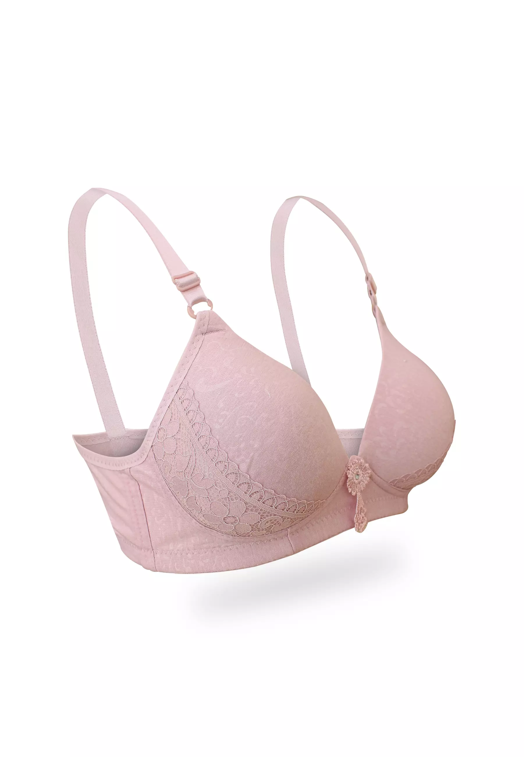 Wimiu BH Bra Wanita BH Tanpa Kawat Motif Bunga Brokat 100093