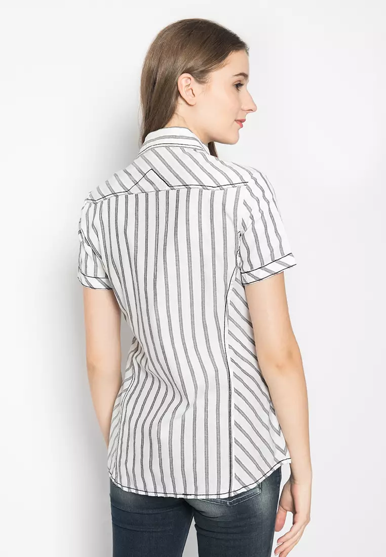 LGS Kemeja Wanita Regular Fit Putih Motif LSH Size L