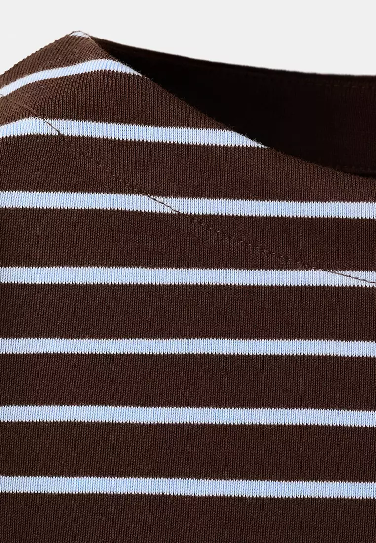 Striped Boat Neck Sweatshirt