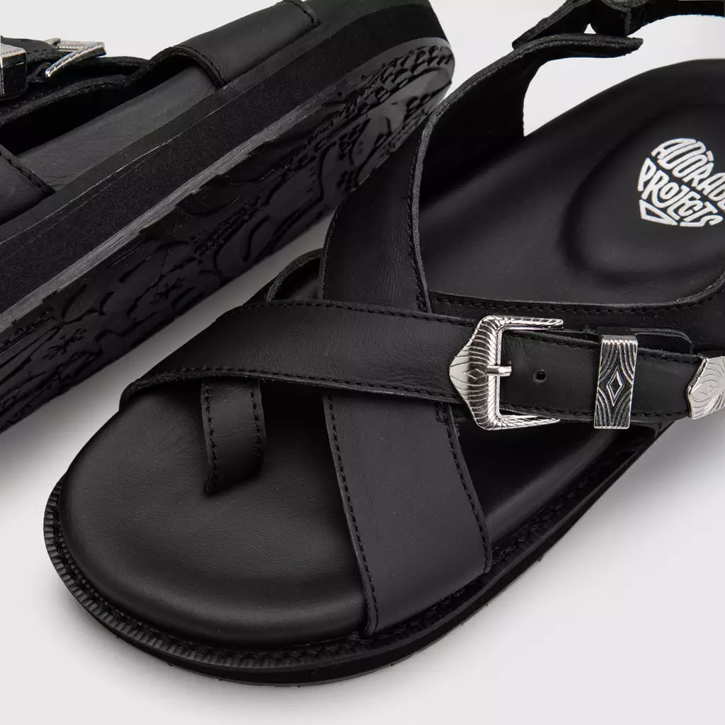 Elena Sandals Genuine Leather Black