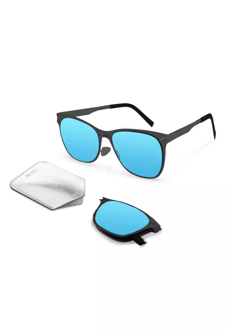 ROAV超輕極薄摺疊式太陽眼鏡 Bond SS013 Matte Black / Blue Mirror 13.63