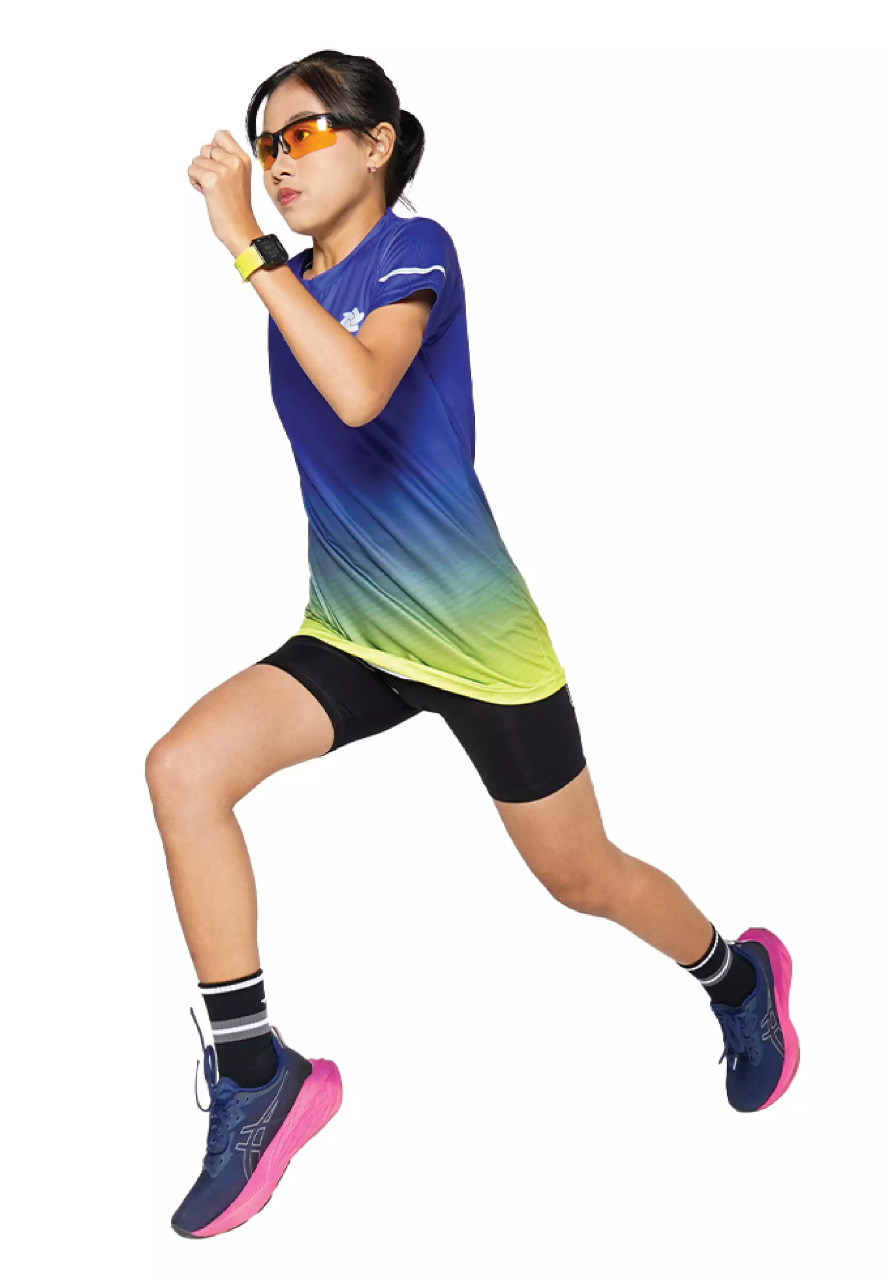 Tiento Baju Lari Ringan Jersey Running Anti UV Wanita Dry Fit Lengan Pendek Airlite Bluehollow