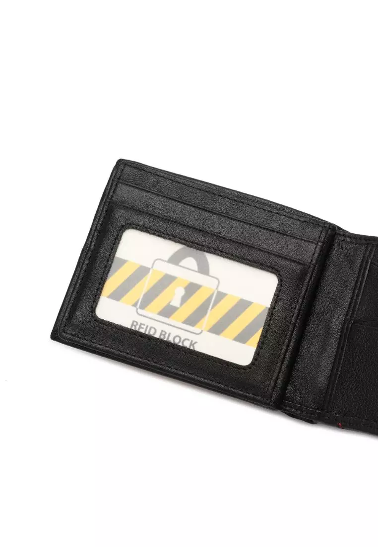 Men's RFID Genuine Leather Bi Fold Center Flap Short Wallet