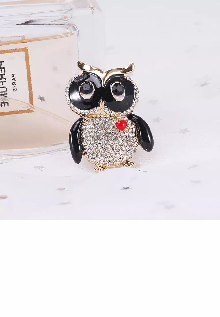 Gold sale owl brooch