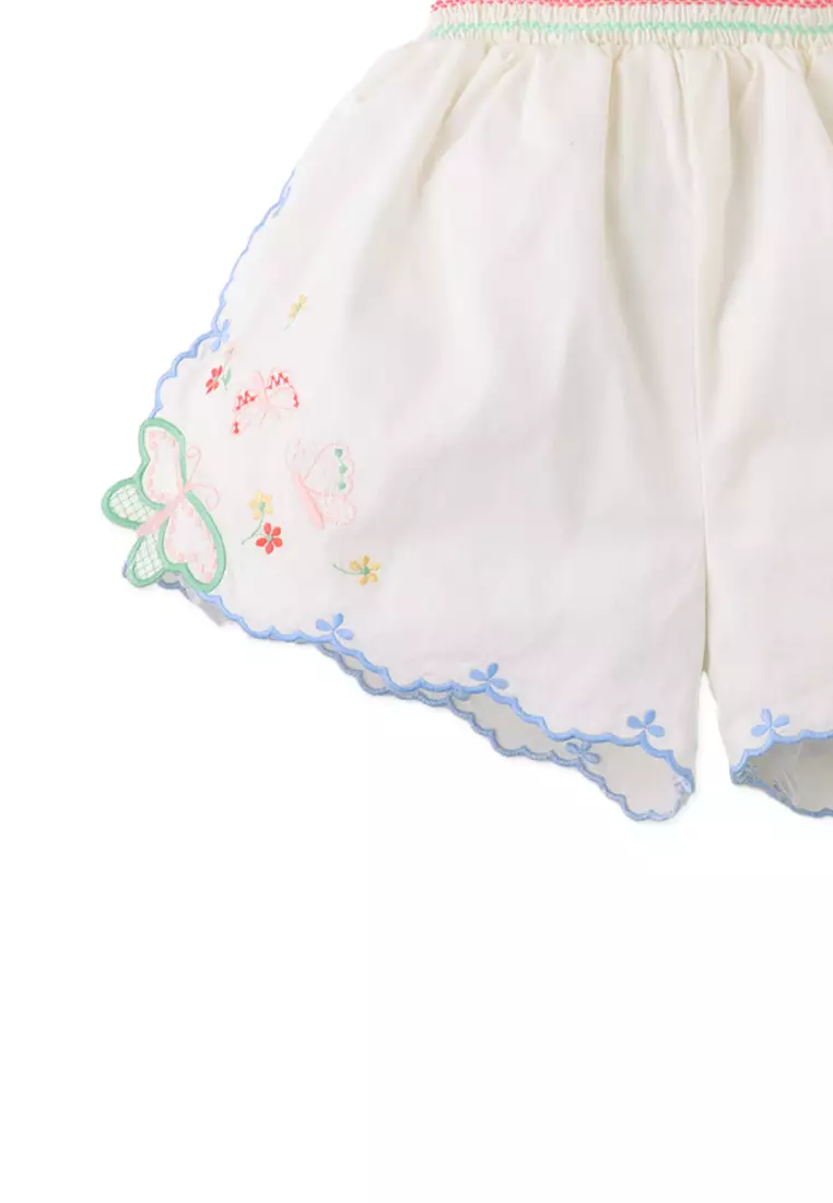 Jisoo Shorts with Butterfly Embroidery & Scalloped Edges