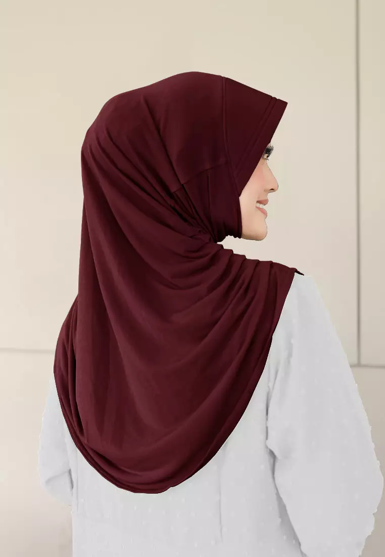 Zelena - Mahika Bergo | Hijab Instan Daily | Bergo Pad Kerut - Cherry Red