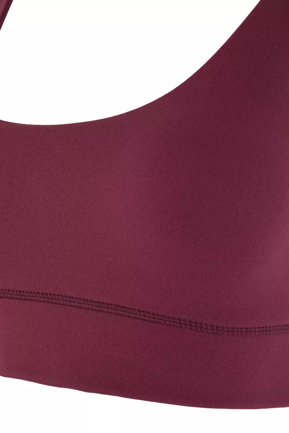 Burgundy Brushed Soft Fabric Supportive/Shape-Enhancing Thick Strap Knitted Sports Bra Thmss24Ss8