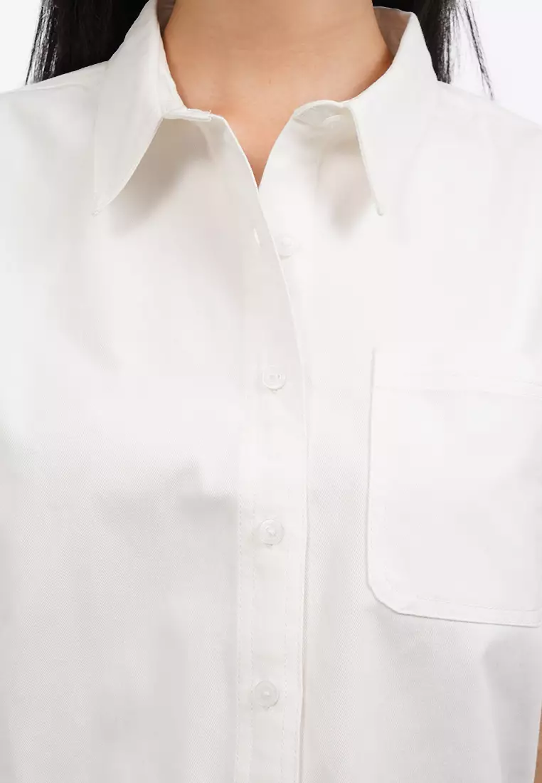 Short Sleeve Blouse with Tied Hemline