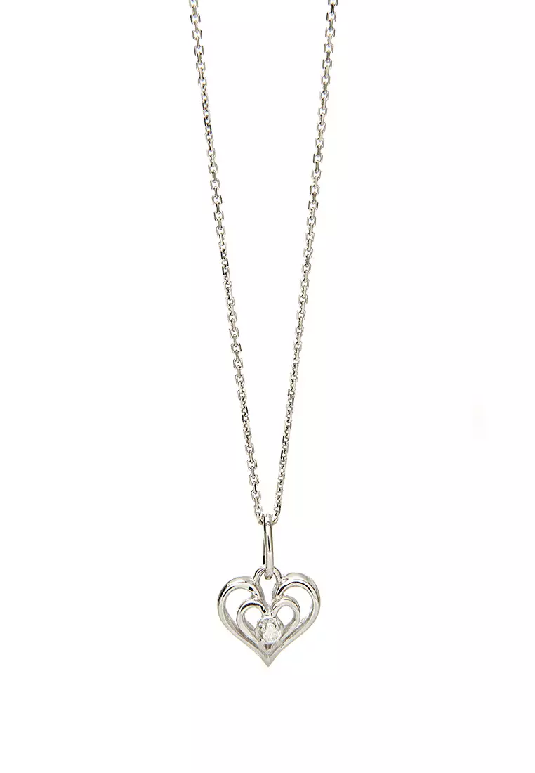 Buy Mulia Jewellery Heart Diamond Pendant (0.05ct. tw.) in 18K White ...