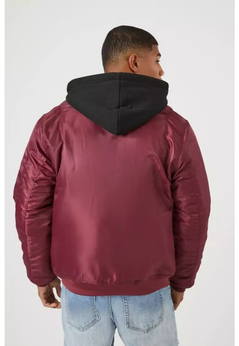 Zip Up Hooded Bomber Jacket