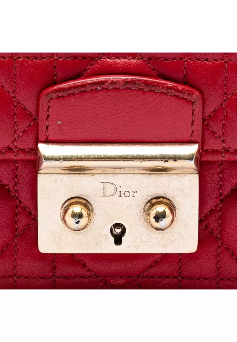 Pre-Loved Dior Lambskin Cannage Miss Dior Promenade Wallet On Chain