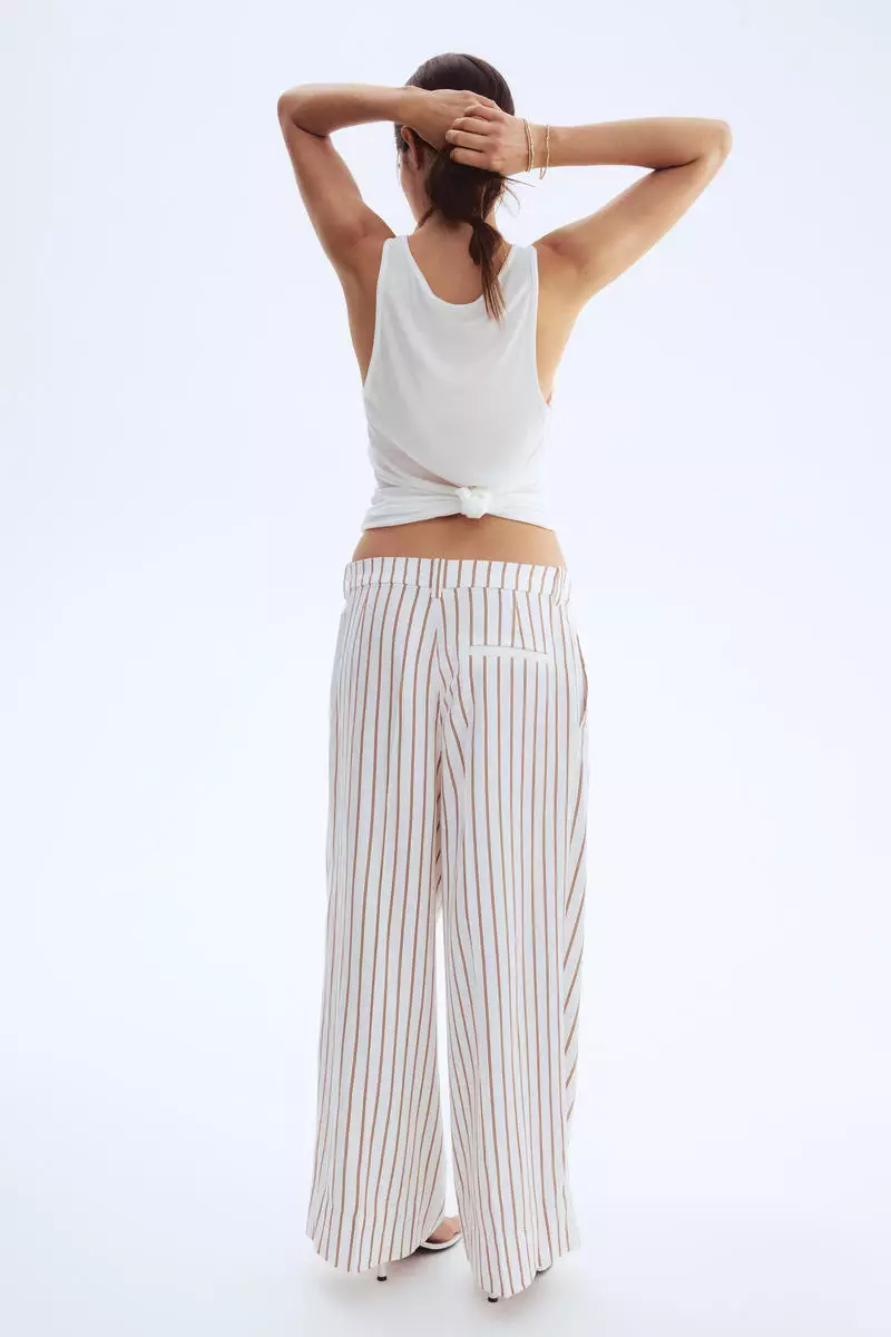 Wide linen-blend trousers