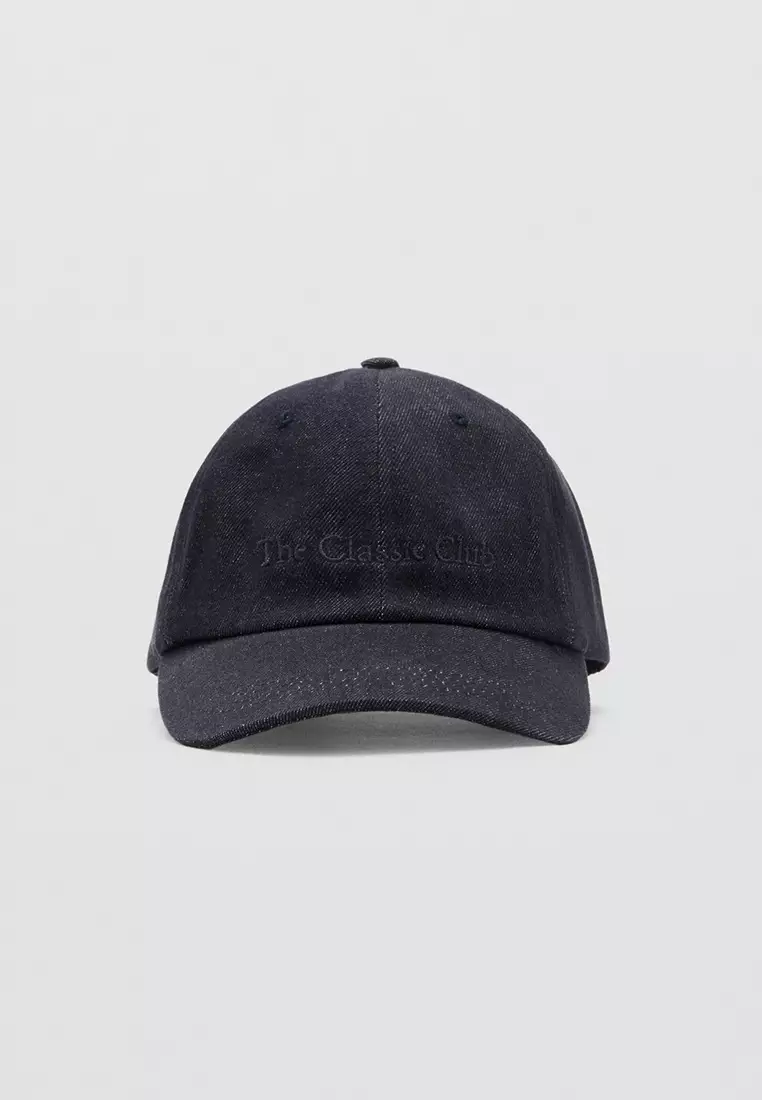 Cotton Cap With Embroidered Slogan