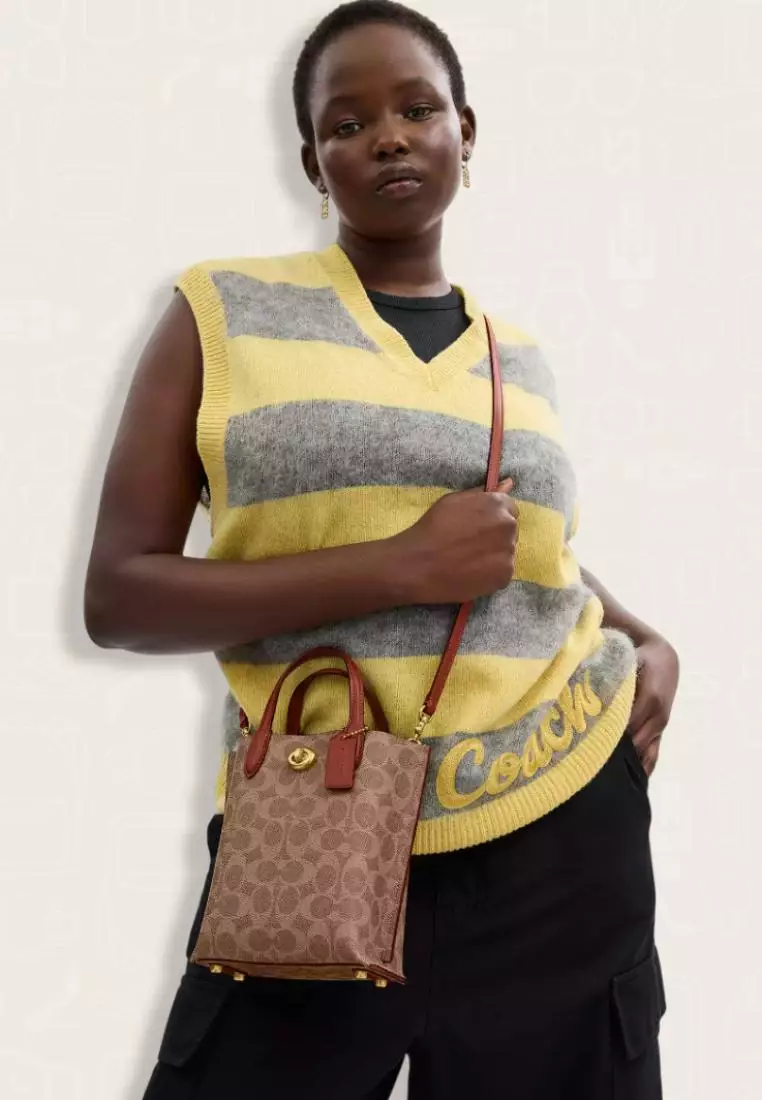 Coach Willow Tote 16 In Signature Canvas Tan Rust