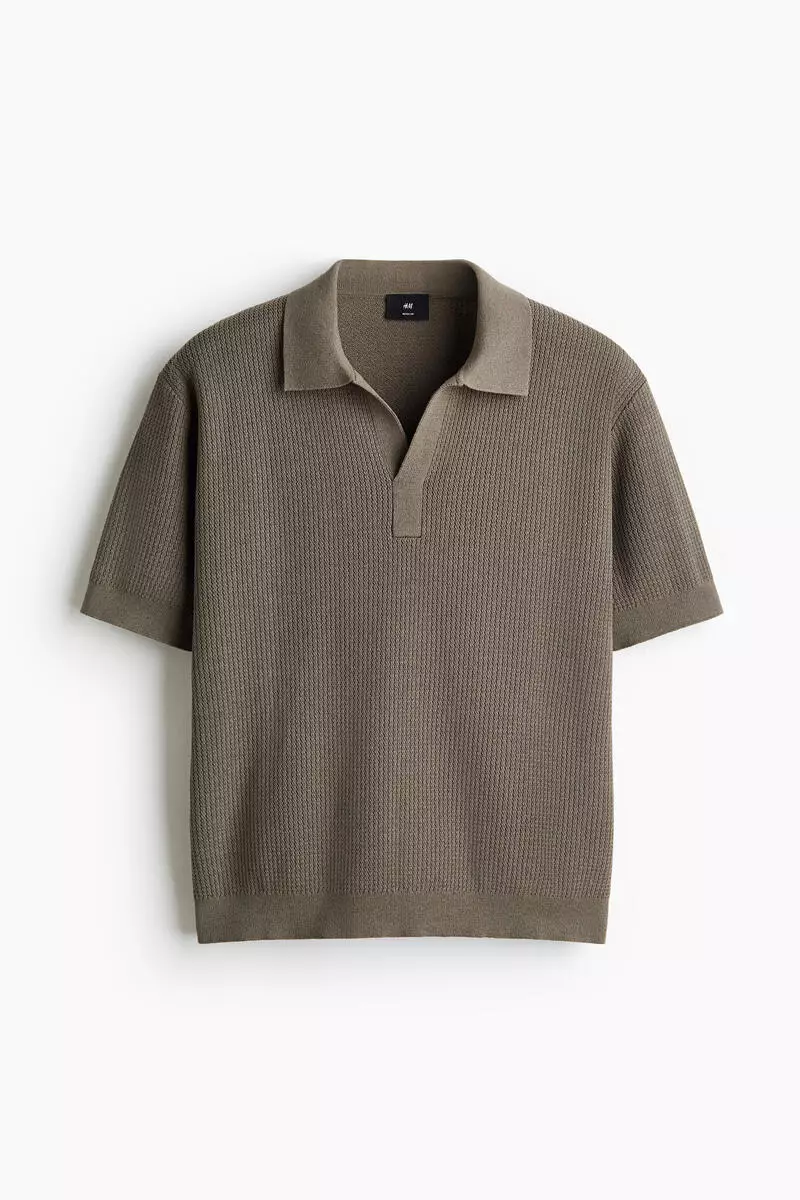 Regular Fit Cable-knit polo shirt