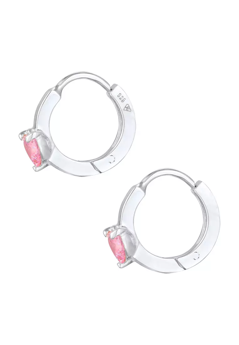 Anting Perhiasan Perak 925 Anak Creoles Heart Zirconia Crystal