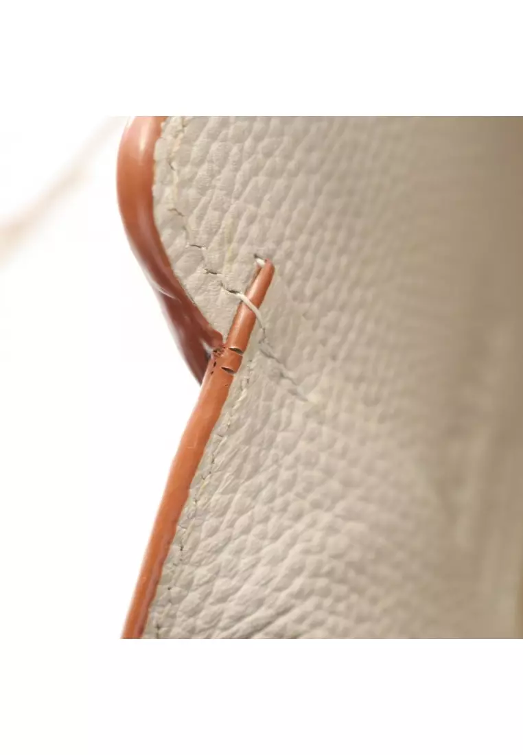 Pre-Loved LOEWE hammock drawstring bag mini Handbag leather light beige 2WAY