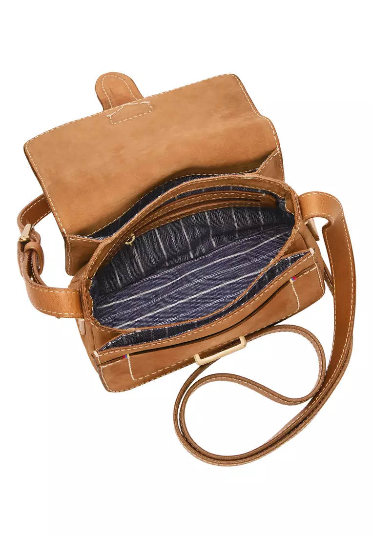 Fossil tan leather crossbody discount bag