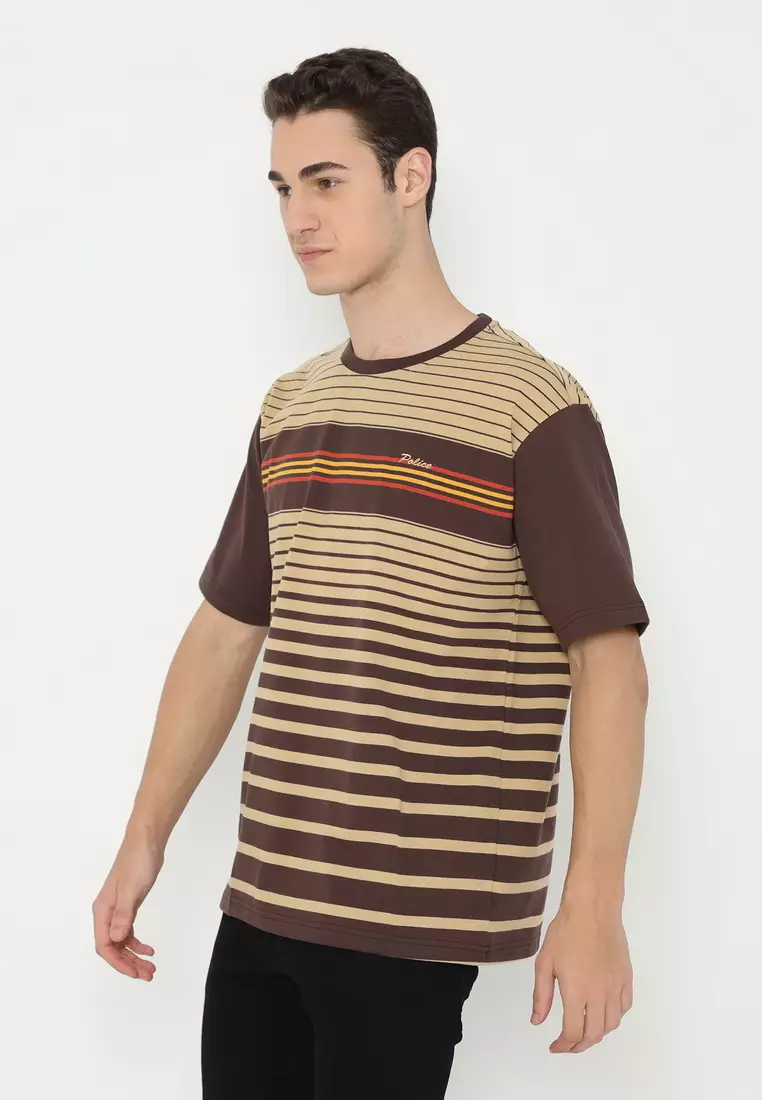 POLICE T-Shirt Salur Bordir Cotton Premium Tebal Pria