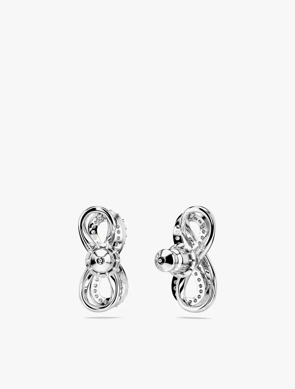 Hyperbola Stud Earrings, Infinity, White, Rhodium Plated - White