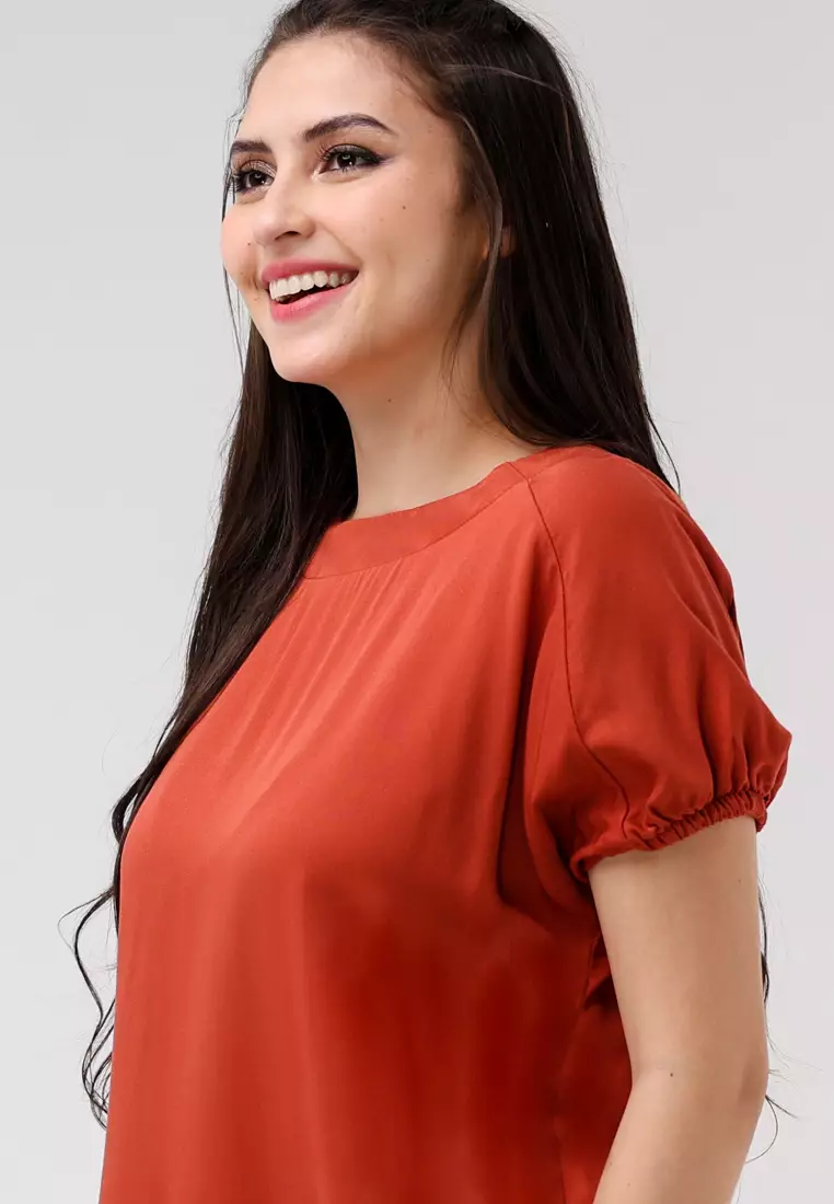 Single Twill Woven Short Sleeves Blouse