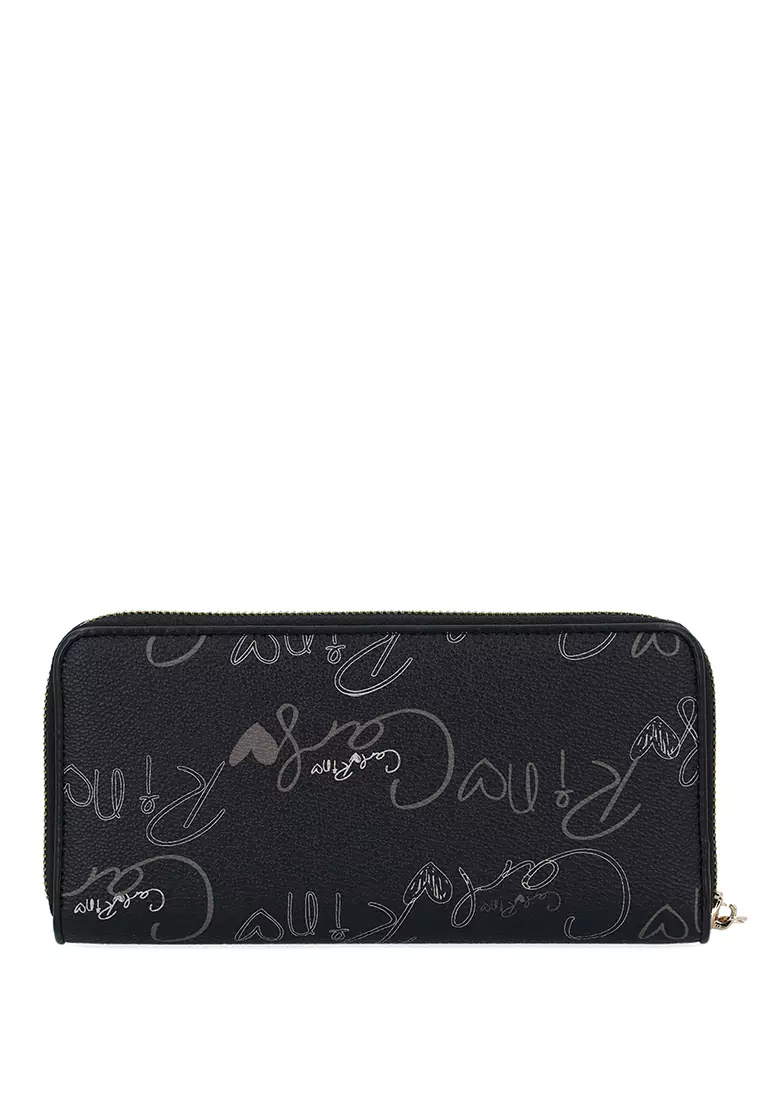Buy Carlo Rino Black Calligraphy Monogram Zip-around Wallet 2026 Online ...