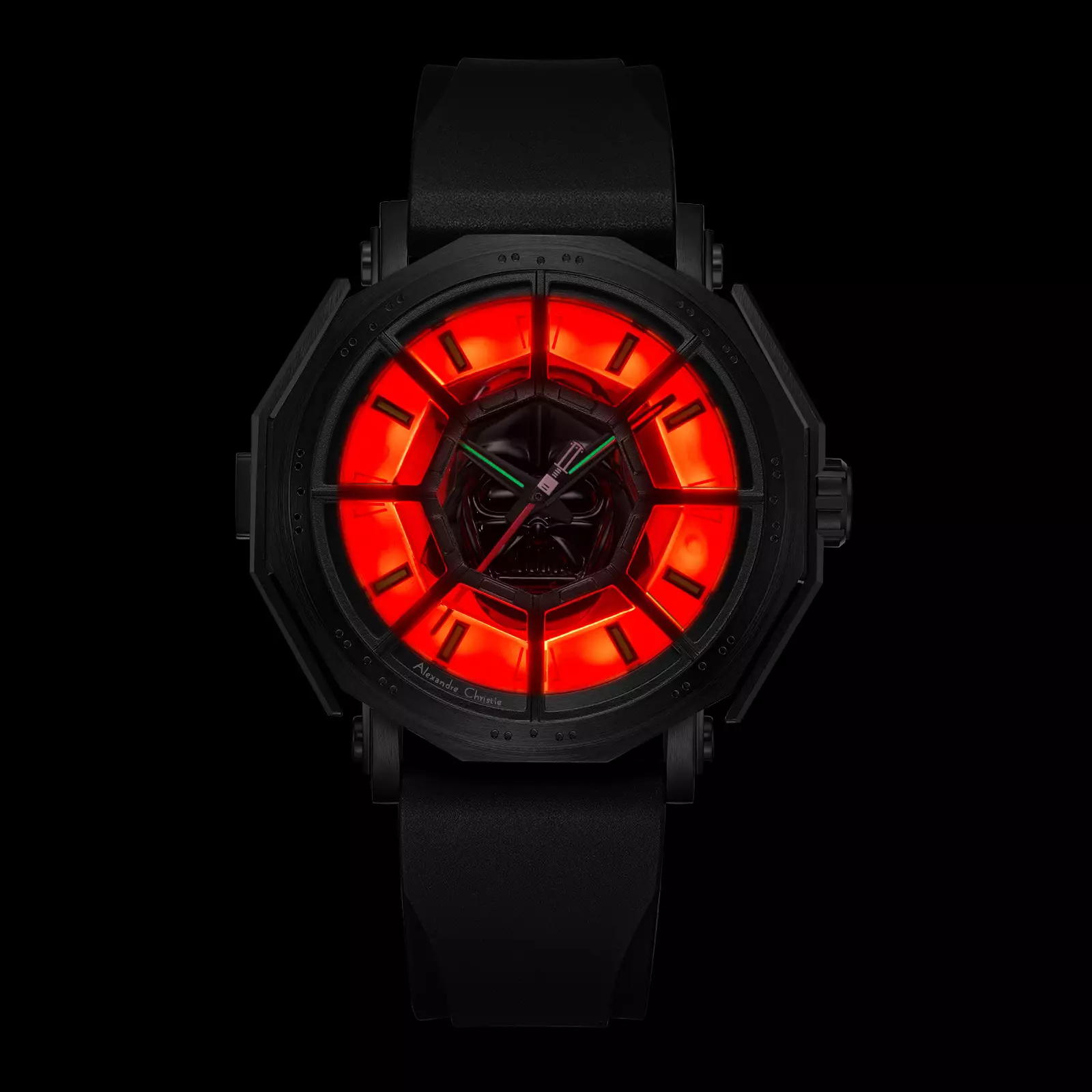 Jam Tangan Pria Alexandre Christie X Star Wars AC 9205 MH RDV-1 Darth Vader Edition Black Rubber Limited Edition