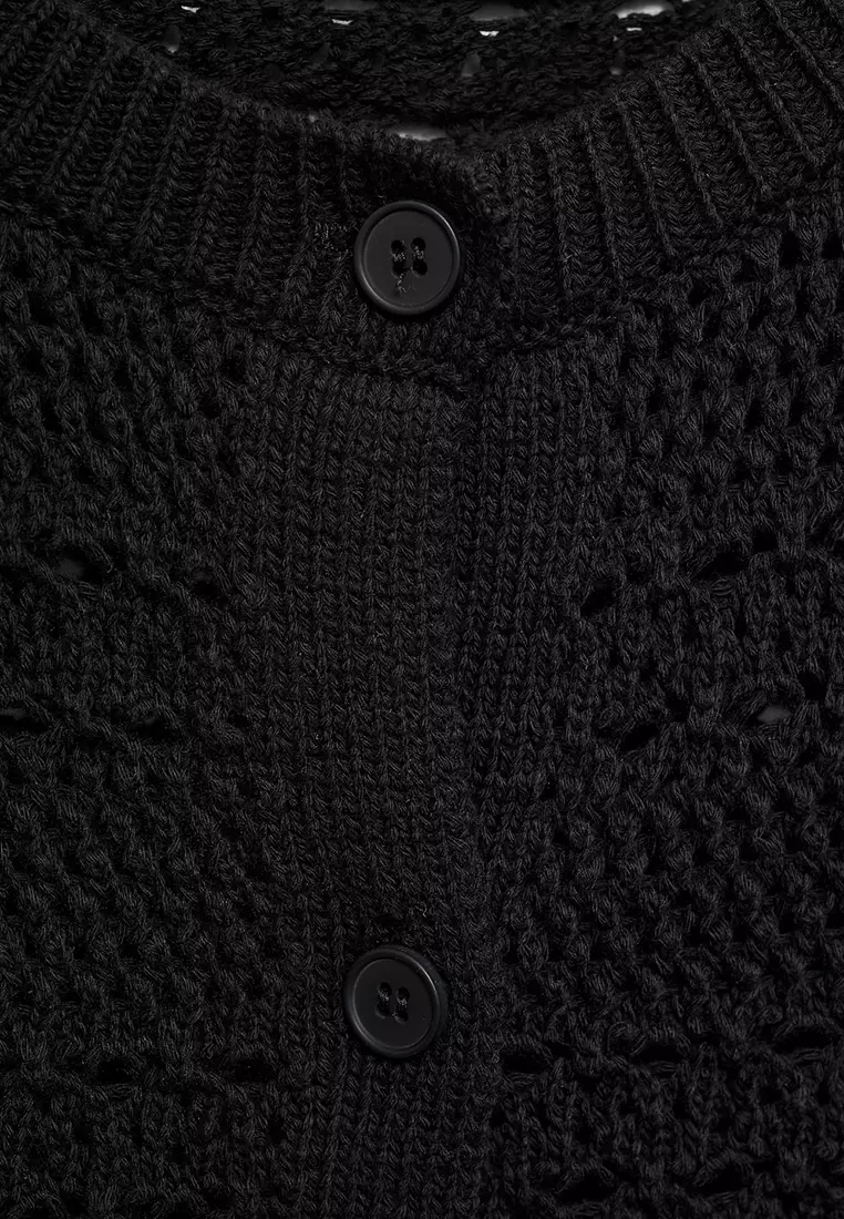 Short-Sleeved Crochet Cardigan