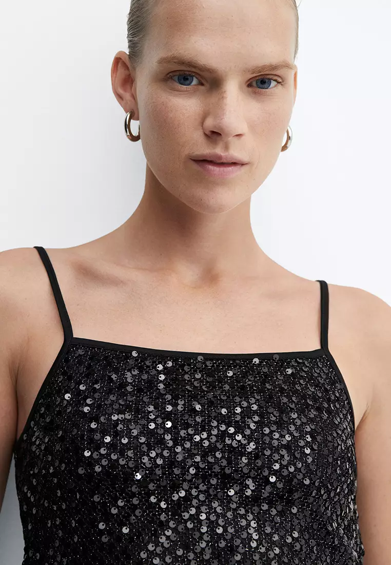 Buy Mango Sequin Top With Spaghetti Strap 2024 Online