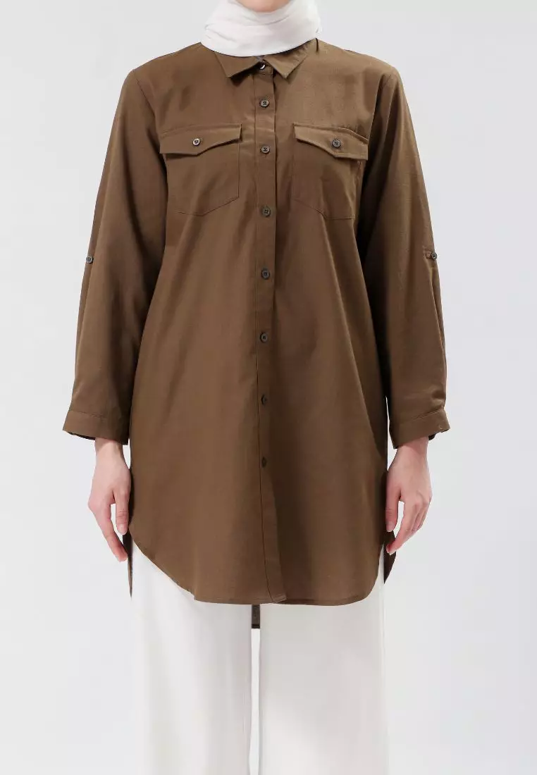 Urban Exchange Nikola Green Army Shirt - Atasan Kemeja Tunik Green Army