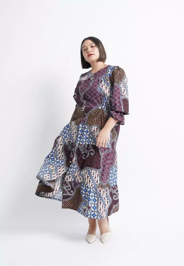plus size ayunda batik dress purple