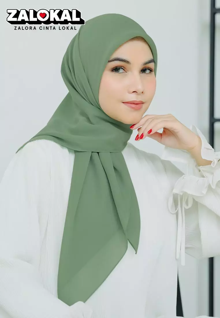 Polly Cotton (Hijab Segiempat Bella Square) Pine