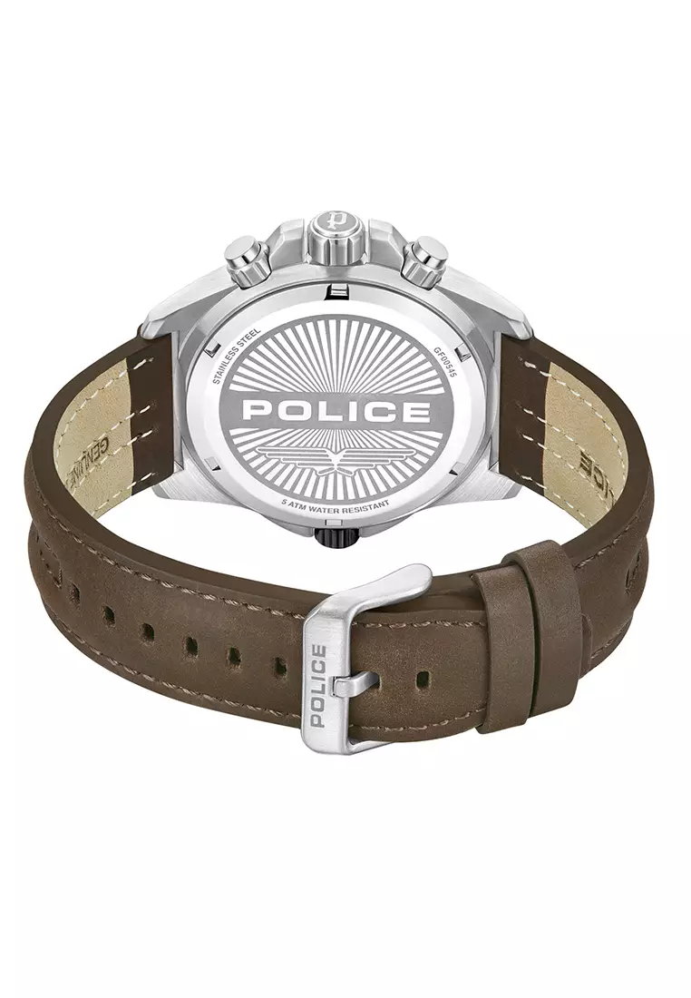 Police Electrical Brown Leather Analog Quartz Watch For Men PPEWGF0054501