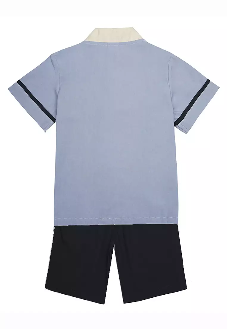 男童假兩件漢字“福”繡花唐裝漢服套裝新年拜年衣服