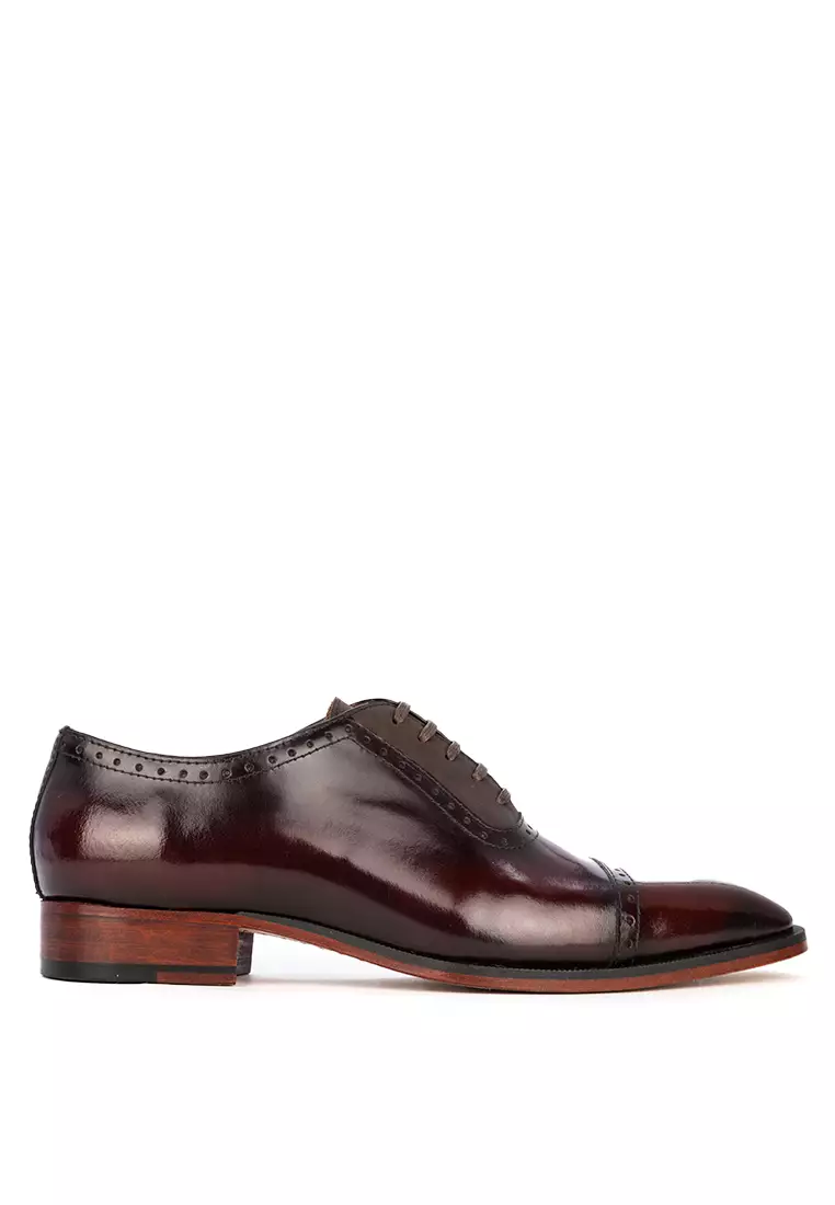 Discount on Bristol Shoes  shoes - SKU: Brixton Maroon Brush-Off Captoe Oxford