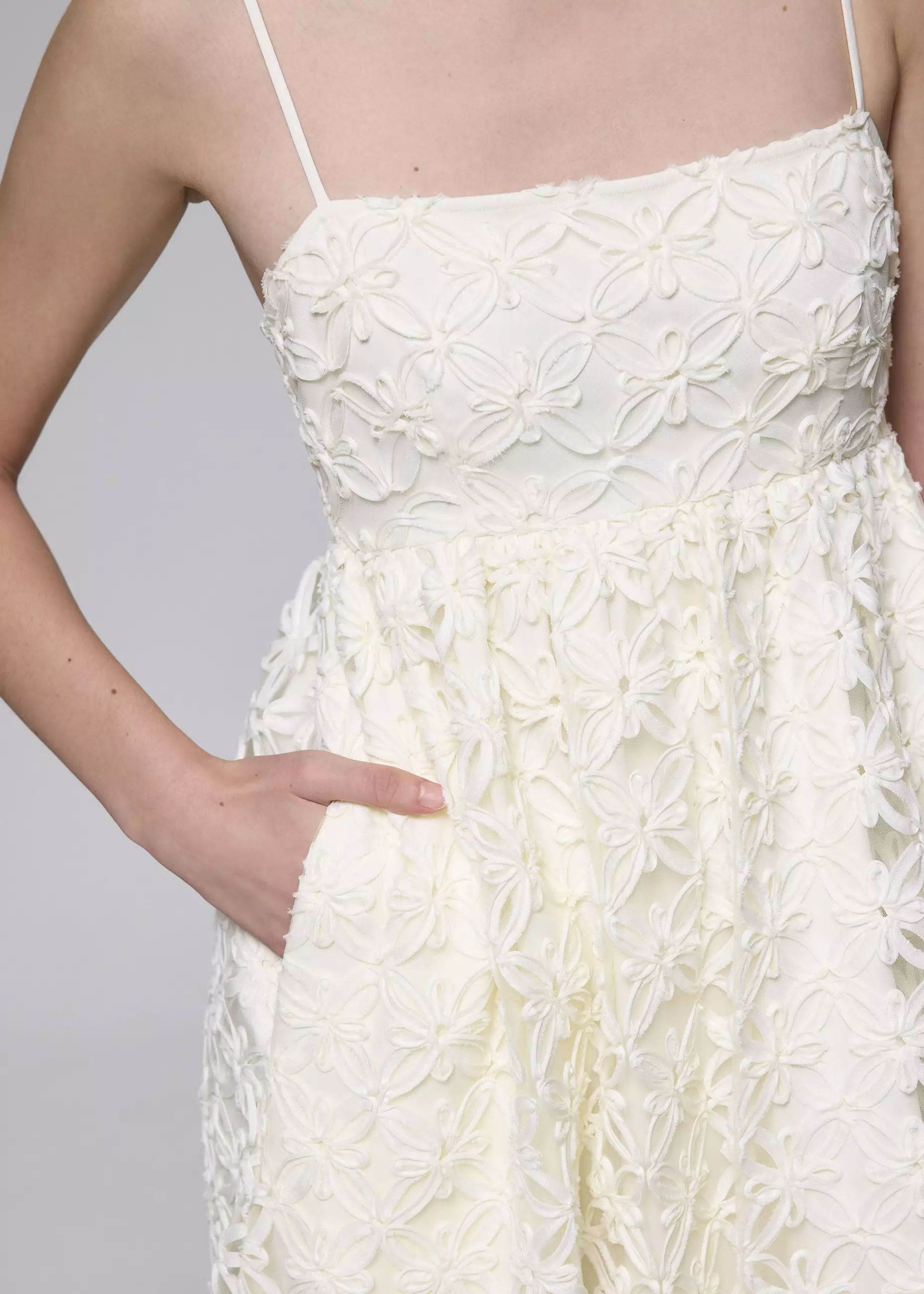 Dress Wanita - Lace Square Neck Fit & Flare Maxi Dress